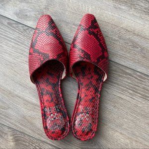 Red Snake Print Women's Mules